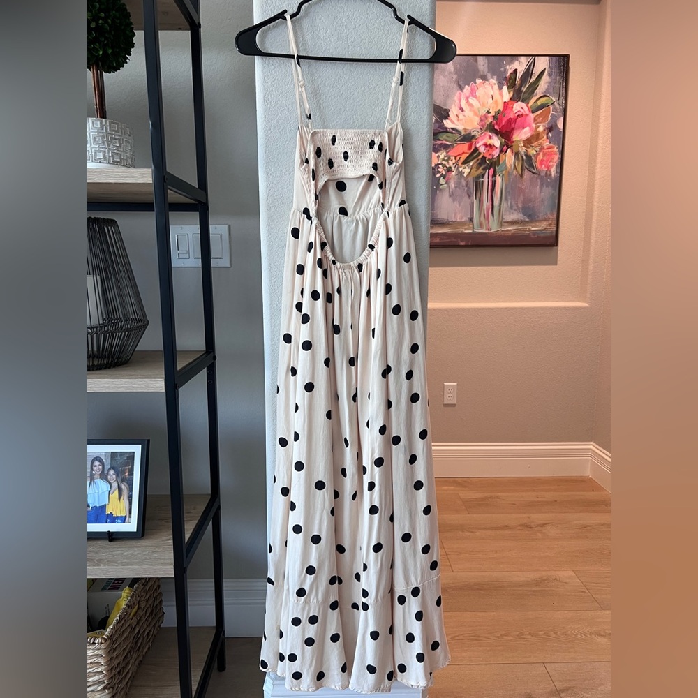Showpo Strapless Cream Dress with Black Polka Dots - Picture 3 of 6